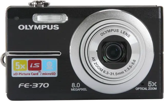 Alt view image 8 of 12 - OLYMPUS FE370 Black 8.0 MP 5X Optical Zoom All-Metal Body Digital Camera