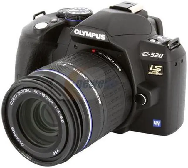 Main image of OLYMPUS E-520 Black 10.0 MP 2.7" 230K LCD Digital SLR Camera w/ ZUIKO DIGITAL 14-42mm f/3.5-5.6 and 40-150mm f/4-5.6 Dual Lens
