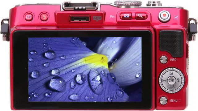 Alt view image 4 of 9 - Olympus PEN E-PL3 Red 12.3MP Digital Camera with 14-42mm Lens