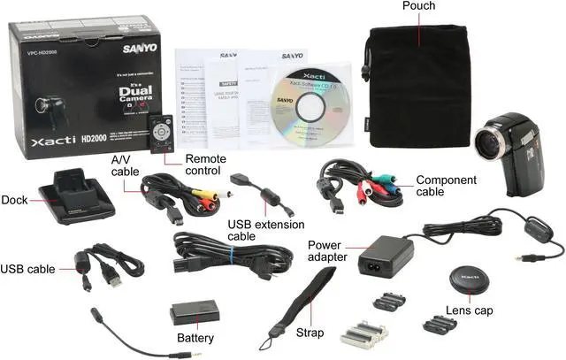 Alt view image 15 of 15 - SANYO Xacti VPC-HD2000 Black 1/2.5" CMOS 10x Optical Full HD Dual Camera -  International Model, no US Warranty. Covered only under Newegg's 30 Day Return Policy