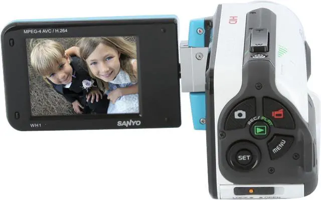 Alt view image 4 of 9 - SANYO Xacti VPC-WH1 Blue 1/6" CMOS Sensor 2.5" 150K LCD 30X Optical Zoom Waterproof HD Dual Camera