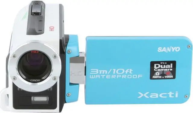 Alt view image 8 of 9 - SANYO Xacti VPC-WH1 Blue 1/6" CMOS Sensor 2.5" 150K LCD 30X Optical Zoom Waterproof HD Dual Camera