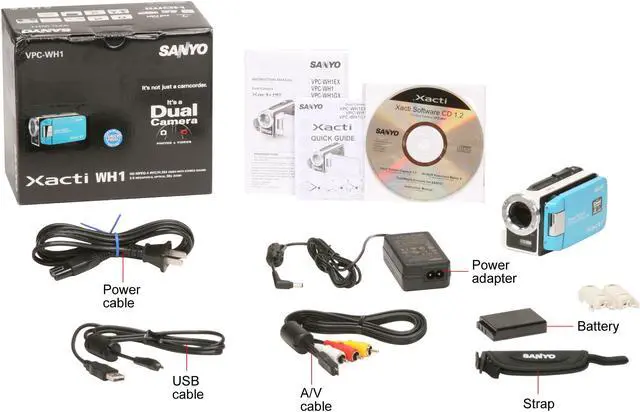 Alt view image 9 of 9 - SANYO Xacti VPC-WH1 Blue 1/6" CMOS Sensor 2.5" 150K LCD 30X Optical Zoom Waterproof HD Dual Camera