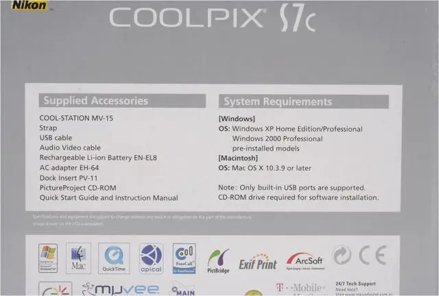 Alt view image 12 of 13 - Nikon COOLPIX S7c Black 7.1 MP 3X Optical Zoom Digital Camera w/ Built-in Wifi 802.11b/g