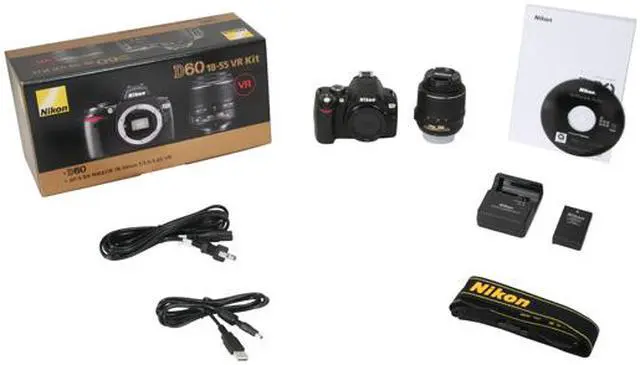 Alt view image 13 of 13 - Nikon D60 Black 10.2 MP Digital SLR Camera w/ AF-S DX NIKKOR 18-55mm f/3.5-5.6G VR Lens