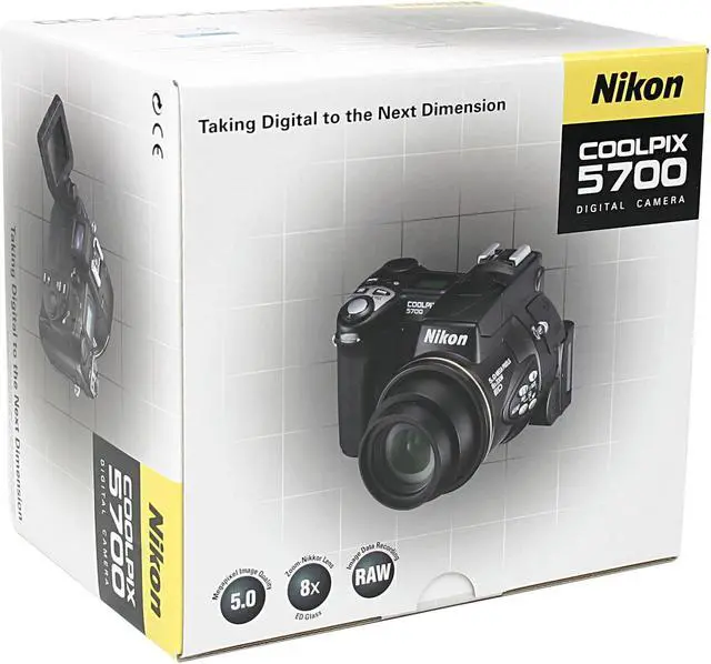 Alt view image 10 of 10 - Nikon CoolPix 5700 Black 5.0 MP 8X Optical Zoom Digital Camera