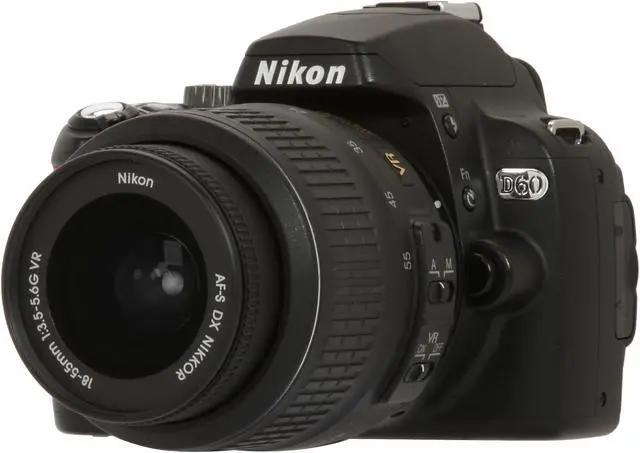 Main image of Nikon D60 Black 10.2 MP Digital SLR Camera w/AF-S DX NIKKOR 18-55mm f/3.5-5.6 G VR Lens