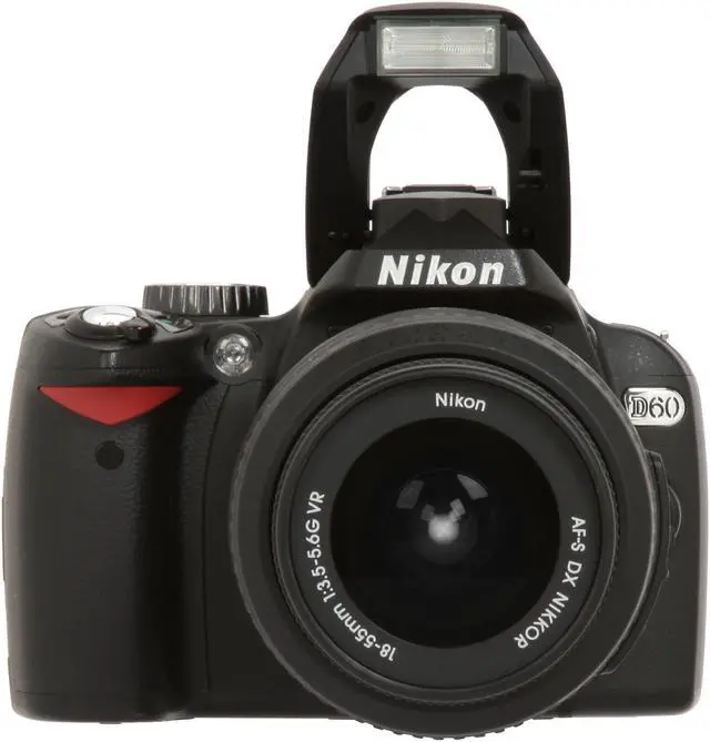 Alt view image 9 of 13 - Nikon D60 Black 10.2 MP Digital SLR Camera w/AF-S DX NIKKOR 18-55mm f/3.5-5.6 G VR Lens