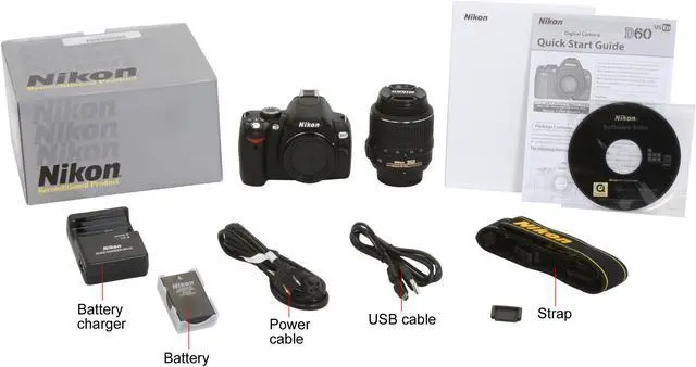 Alt view image 13 of 13 - Nikon D60 Black 10.2 MP Digital SLR Camera w/AF-S DX NIKKOR 18-55mm f/3.5-5.6 G VR Lens