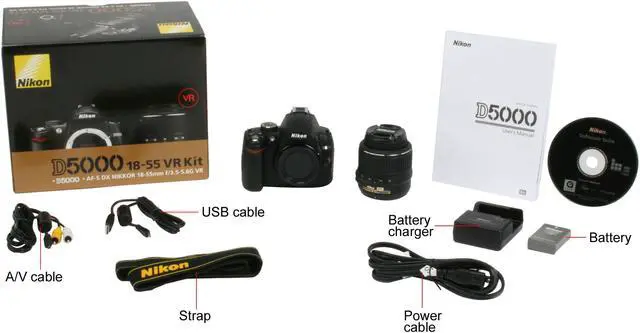 Alt view image 13 of 13 - Nikon D5000 Black 12.3 MP Digital SLR Camera w/AF-S DX Nikkor 18-55mm f/3.5-5.6G VR Lens