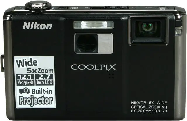 Alt view image 2 of 8 - Nikon COOLPIX S1000pj Black 12.1 MP 5X Optical Zoom 28mm Wide Angle Digital Camera w/ built-in Projector Feature