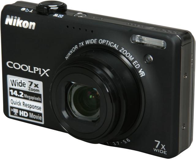Nikon COOLPIX S6000 Black 14.2 MP 7X Optical Zoom 28mm Wide Angle Digital  Camera