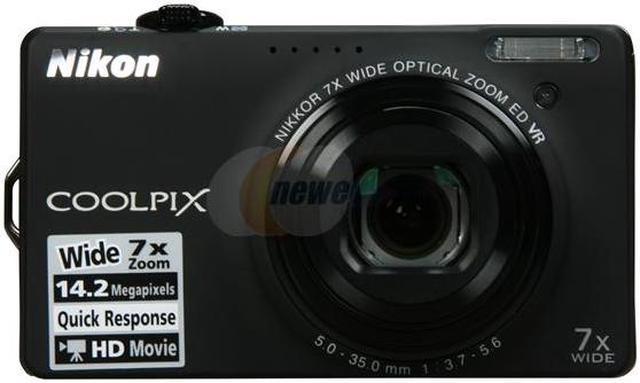 Nikon COOLPIX S6000 Black 14.2 MP 7X Optical Zoom 28mm Wide Angle Digital  Camera