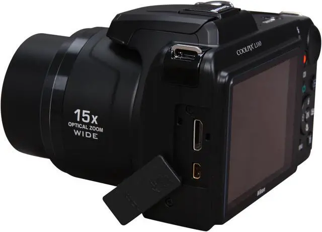 Alt view image 8 of 10 - Nikon COOLPIX L110 Black 12.1 MP 15X Optical Zoom 28mm Wide Angle Digital Camera