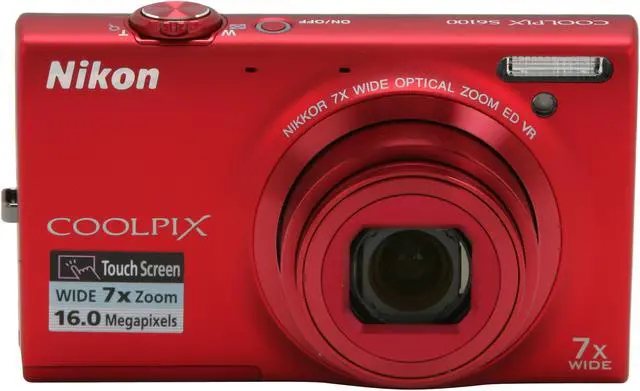 Alt view image 2 of 8 - Nikon COOLPIX S6100 Red 16.0 MP 7X Optical Zoom 28mm Wide Angle Digital Camera
