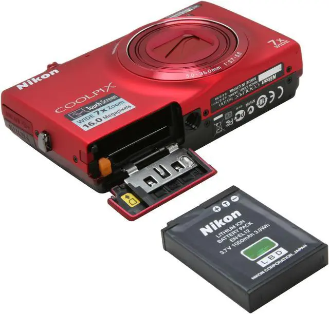Alt view image 7 of 8 - Nikon COOLPIX S6100 Red 16.0 MP 7X Optical Zoom 28mm Wide Angle Digital Camera