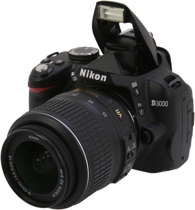 Nikon D3000 Black 10.2 MP Digital SLR Camera w/ 3x 18-55mm Zoom-NIKKOR VR  Lens