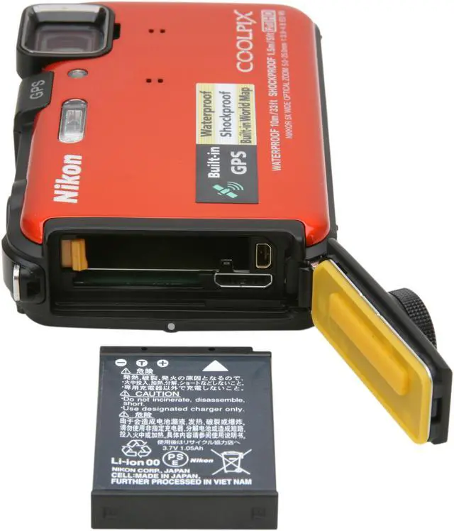 Alt view image 6 of 7 - Nikon COOLPIX AW100 26293 Orange 16 MP 3.0" 460K Action Camera