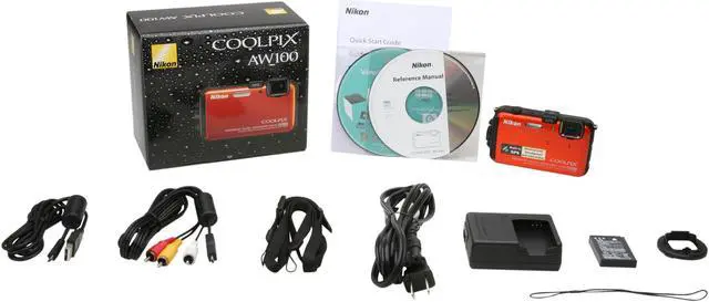 Alt view image 7 of 7 - Nikon COOLPIX AW100 26293 Orange 16 MP 3.0" 460K Action Camera