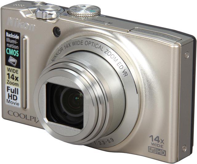 Nikon Coolpix S8200 Silver 16.1 MP 25mm Wide Angle Digital Camera