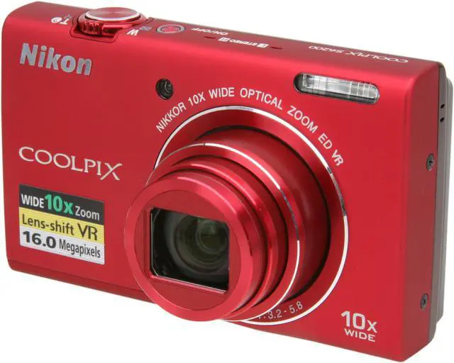 Nikon COOLPIX S6200 Red 16 MP Digital Camera - Newegg.com
