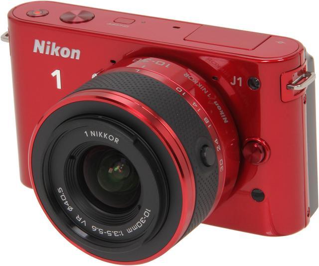 Nikon 1 J1 Red 10.1MP HD Digital Camera System with 10-30mm VR 1