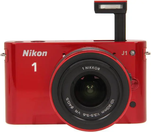 Alt view image 2 of 10 - Nikon 1 J1 Red 10.1MP HD Digital Camera System with 10-30mm VR 1 NIKKOR Lens