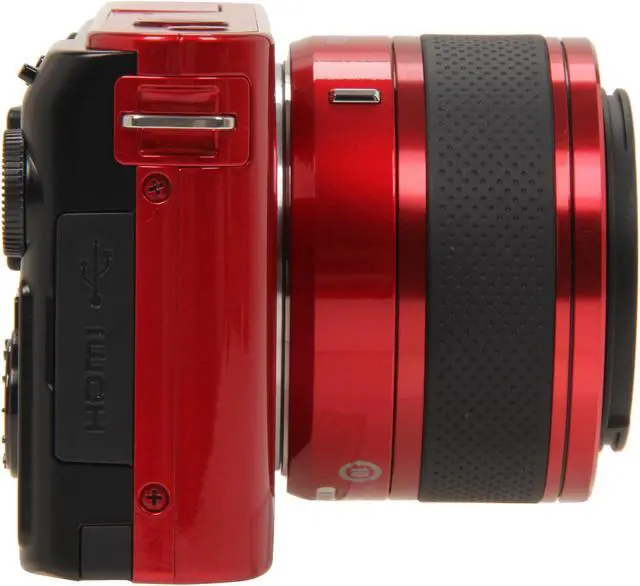 Alt view image 3 of 10 - Nikon 1 J1 Red 10.1MP HD Digital Camera System with 10-30mm VR 1 NIKKOR Lens