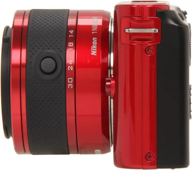Alt view image 5 of 10 - Nikon 1 J1 Red 10.1MP HD Digital Camera System with 10-30mm VR 1 NIKKOR Lens