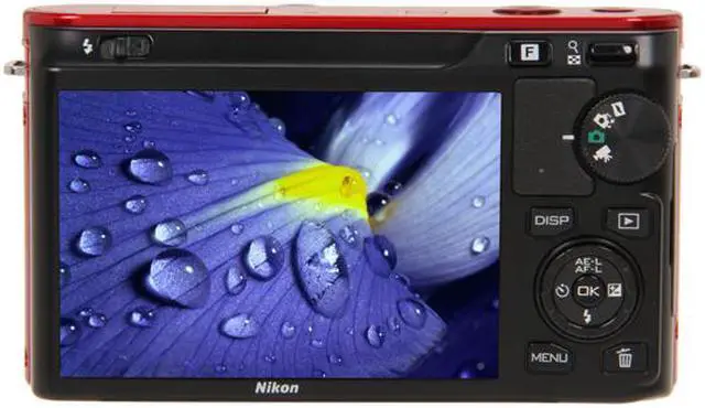 Alt view image 4 of 10 - Nikon 1 J1 Red 10.1MP HD Digital Camera System with 10-30mm VR 1 NIKKOR Lens