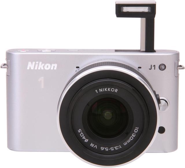 Alt view image 2 of 8 - Nikon 1 J1 Silver 10.1MP HD Digital Camera System with 10-30mm VR 1 NIKKOR Lens
