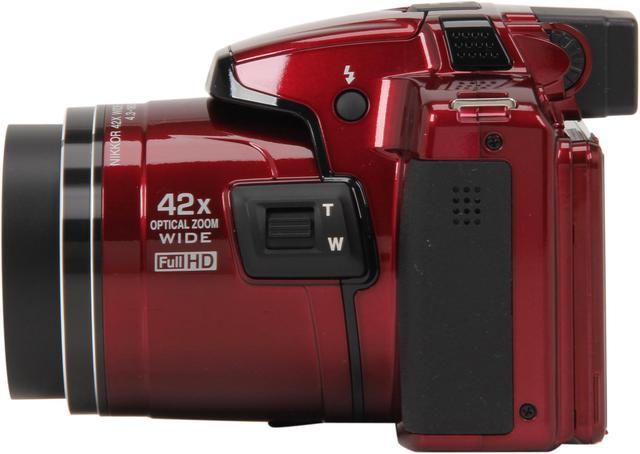 Nikon Coolpix P510 Red 16.1 MP 24mm Wide Angle Digital Camera HDTV