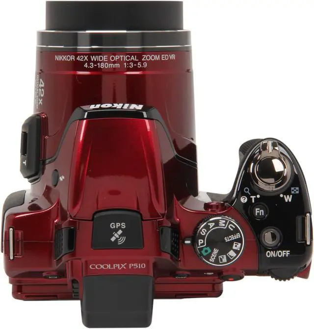 Alt view image 6 of 10 - Nikon Coolpix P510 Red 16.1 MP 42X Optical Zoom 24mm Wide Angle Digital Camera                                                                                      HDTV Output