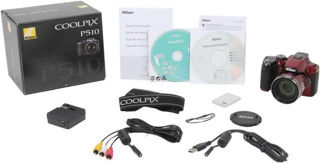 Alt view image 10 of 10 - Nikon Coolpix P510 Red 16.1 MP 42X Optical Zoom 24mm Wide Angle Digital Camera                                                                                      HDTV Output