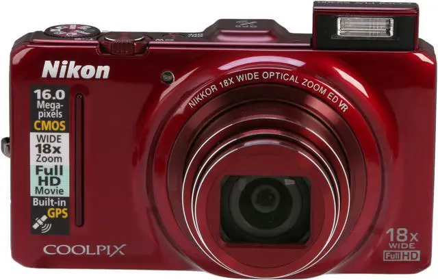 Alt view image 7 of 9 - Nikon Coolpix S9300 Red 16 MP 18X Optical Zoom 25mm Wide Angle Digital Camera                                                                                      HDTV Output