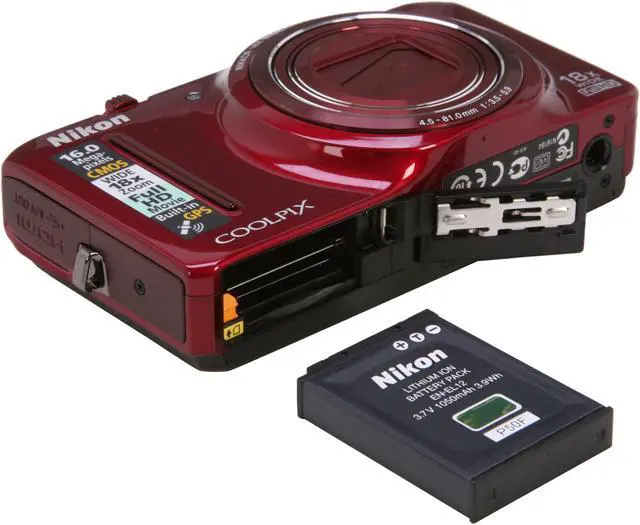 Alt view image 8 of 9 - Nikon Coolpix S9300 Red 16 MP 18X Optical Zoom 25mm Wide Angle Digital Camera                                                                                      HDTV Output