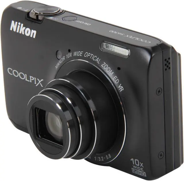 Main image of Nikon Coolpix S6300 Black 16MP 10X Optical Zoom 25mm Wide Angle Digital Camera HDTV Output