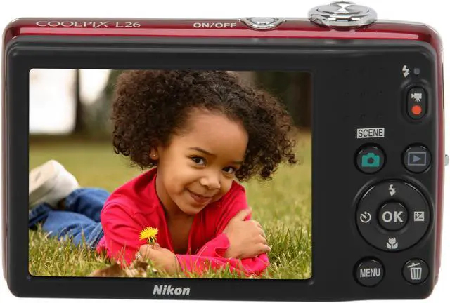 Alt view image 4 of 8 - Nikon Coolpix L26 Red 16.1 MP 5X Optical Zoom Wide Angle Digital Camera