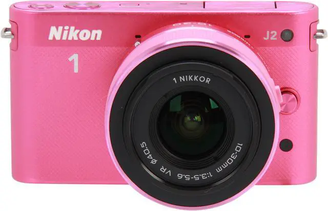 Alt view image 2 of 10 - Nikon 1 J2 (27576) Pink 10.1 MP 3.0" 921K LCD Mirrorless Camera w/10-30mm VR Lens