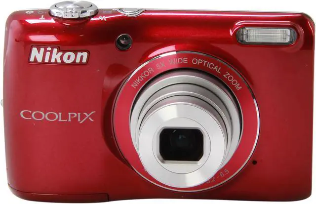 Alt view image 2 of 8 - Nikon COOLPIX L26 Red 16.1 MP 5X Optical Zoom 26mm Wide Angle Digital Camera