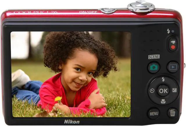Alt view image 4 of 8 - Nikon COOLPIX L26 Red 16.1 MP 5X Optical Zoom 26mm Wide Angle Digital Camera