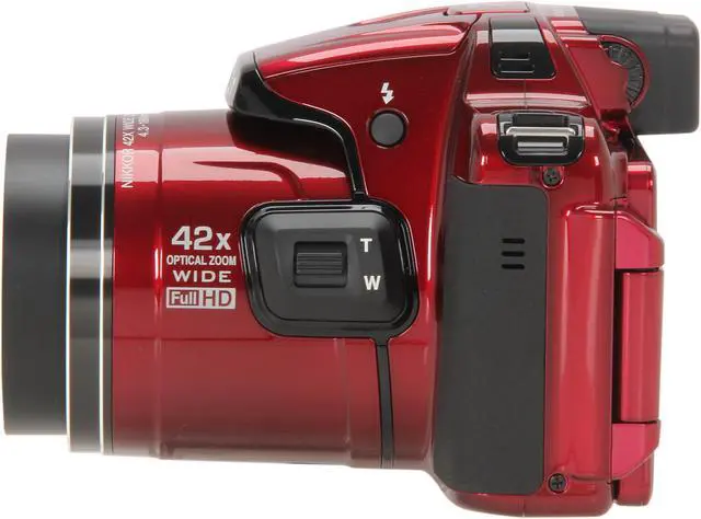 Alt view image 5 of 10 - Nikon COOLPIX P520 Red 18.1 MP 42X Optical Zoom Wide Angle Digital Camera HDTV Output