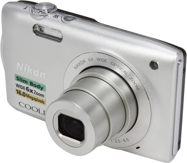 Negligencia médica peine Estimado Open Box: Nikon COOLPIX S3200 Silver 16 MP 6X Optical Zoom 26mm Wide Angle  Digital Camera Point & Shoot Cameras - Newegg.com