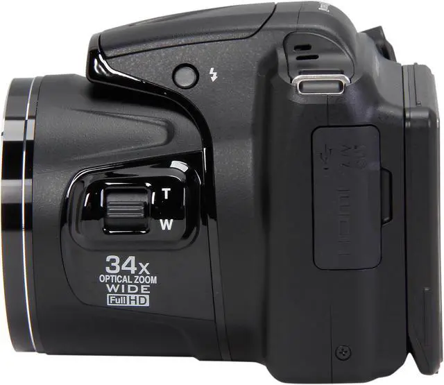 Alt view image 6 of 10 - Nikon COOLPIX L830 Black 16 MP 34X Optical Zoom Wide Angle Digital Camera HDTV Output