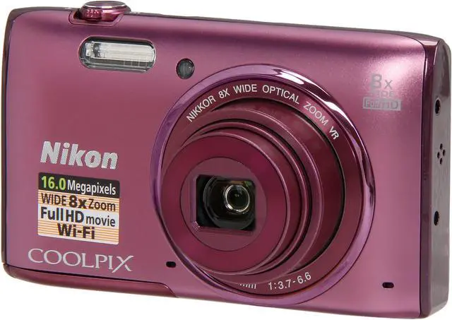 Main image of Nikon COOLPIX S5300 Plum 16 MP 8X Optical Zoom 26mm Wide Angle Digital Camera HDTV Output