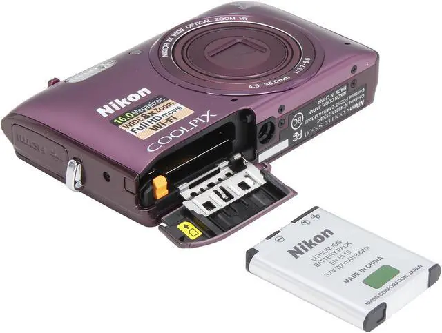 Alt view image 7 of 8 - Nikon COOLPIX S5300 Plum 16 MP 8X Optical Zoom 26mm Wide Angle Digital Camera HDTV Output