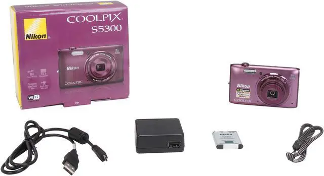 Alt view image 8 of 8 - Nikon COOLPIX S5300 Plum 16 MP 8X Optical Zoom 26mm Wide Angle Digital Camera HDTV Output