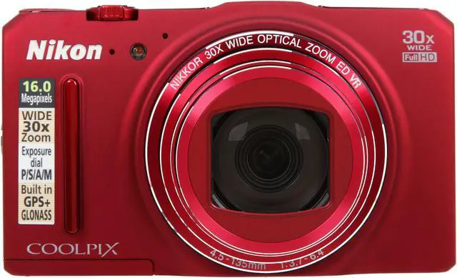 Alt view image 2 of 9 - Nikon COOLPIX S9700 Red 16.0 MP 30X Optical Zoom Digital Camera HDTV Output