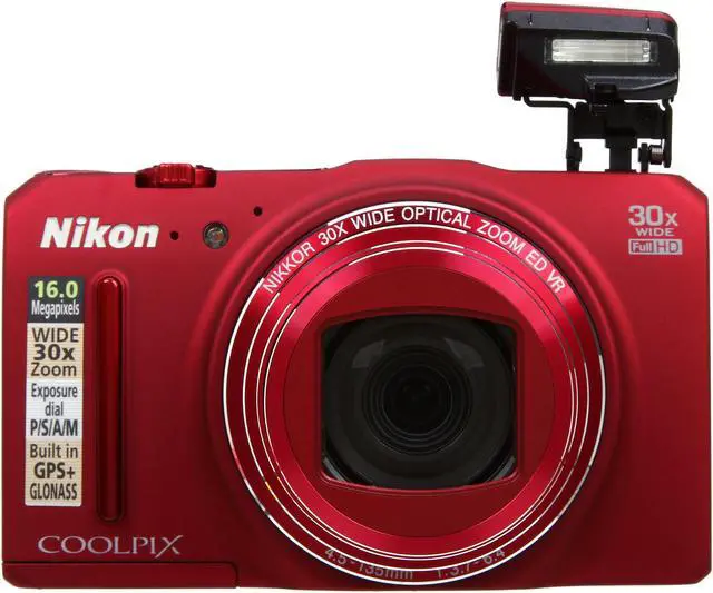 Alt view image 7 of 9 - Nikon COOLPIX S9700 Red 16.0 MP 30X Optical Zoom Digital Camera HDTV Output