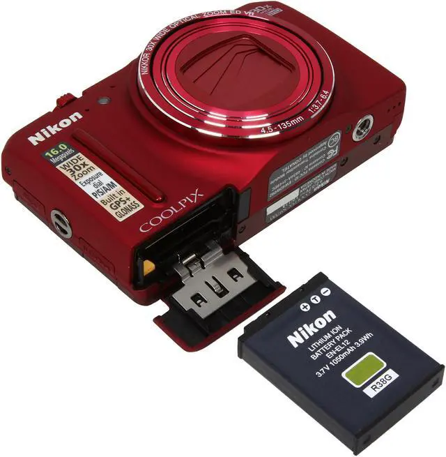 Alt view image 8 of 9 - Nikon COOLPIX S9700 Red 16.0 MP 30X Optical Zoom Digital Camera HDTV Output